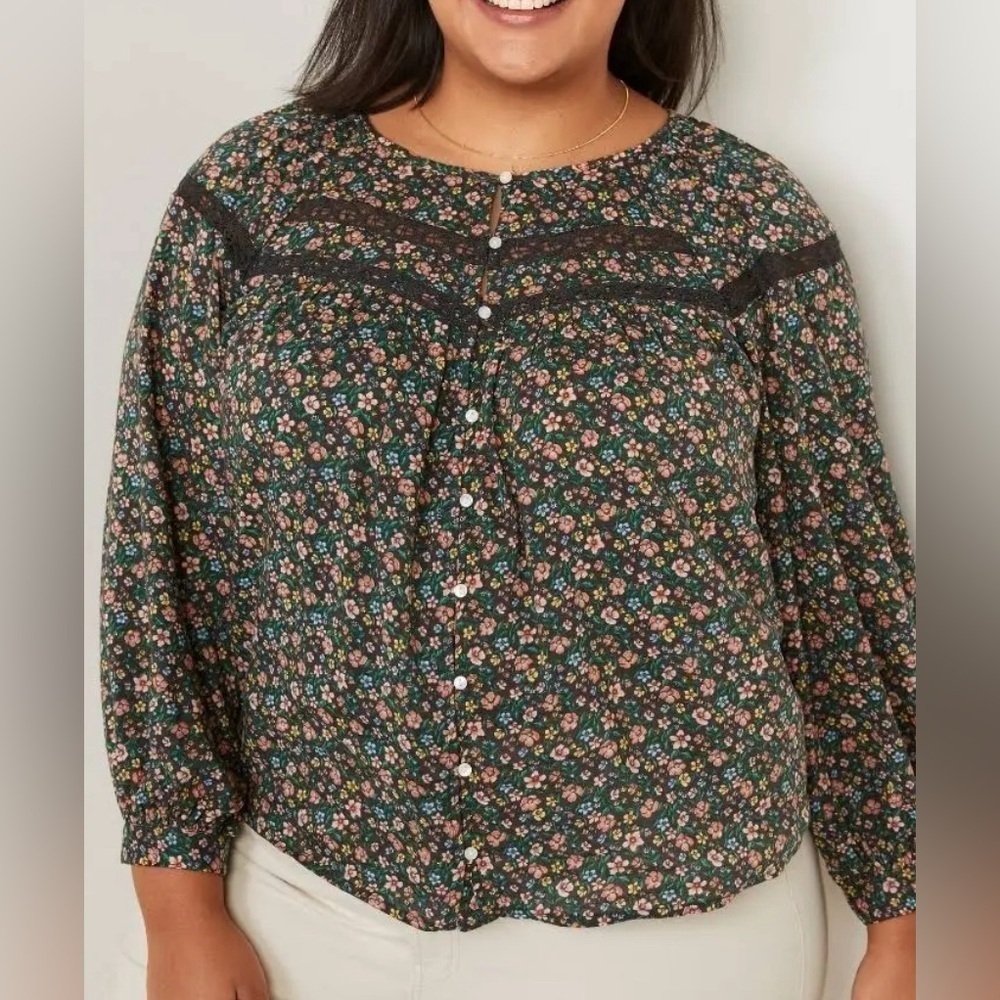 Old Navy Tops | Old Navy Black / Pink Floral Long Sleeved Top